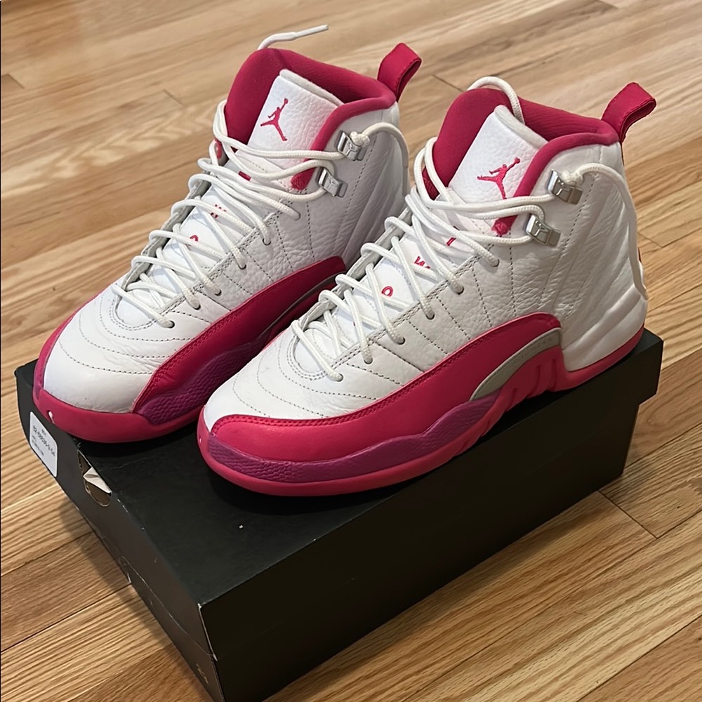 Air Jordan 12 Retro White and Pink Sneakers